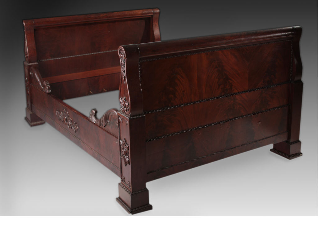 Appraisal: American Empire Bed ca flame mahogany veneers probably New York