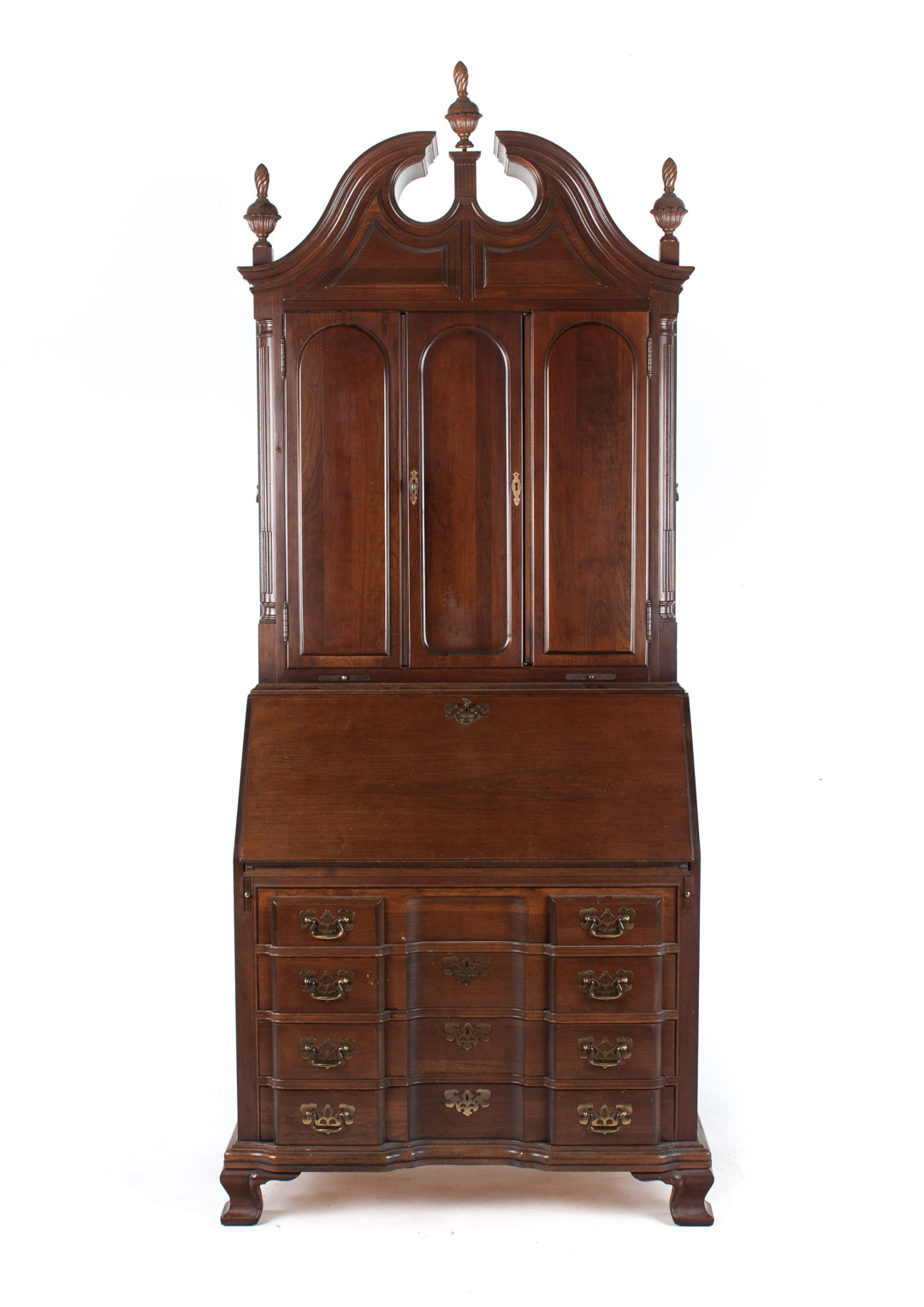 Appraisal: Chippendale style mahogany block-front secretary th century Matton Furniture top