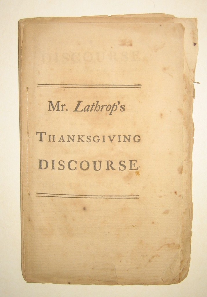 Appraisal: EARLY AMERICAN IMPRINT Lathrop John A Discourse Preached December th