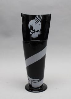 Appraisal: French Deshoulieres Skull Themed Vase Having skull face on front