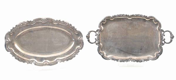 Appraisal: A Peruvian sterling tea tray and matching platterSiam The tea