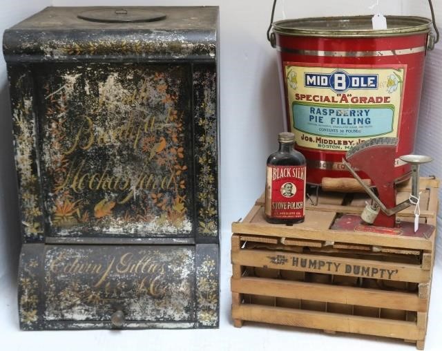 Appraisal: -PIECE LOT TO INCLUDE LATE TH CENTURY TOLEDECORATED COFFEE TIN