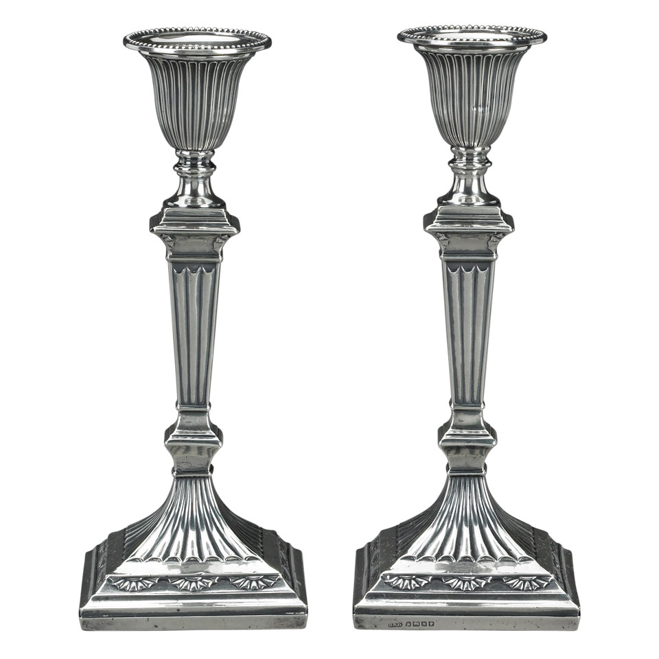 Appraisal: Pair of Victorian Silver Candlesticks Hawksworth Eyre Co Sheffield height