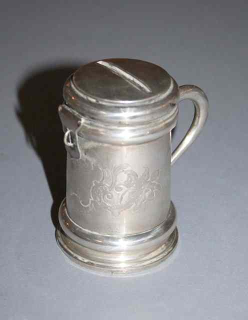 Appraisal: A CONTINENTAL SILVER COLLECTION TIN in the form of a