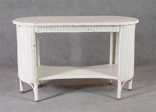 Appraisal: White Painted Wicker Oval Dressing Table Early th Century x