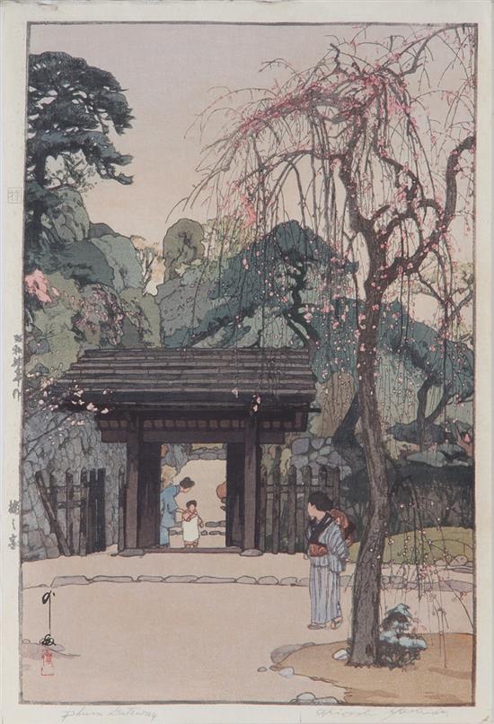 Appraisal: Hiroshi Yoshida Japanese - four works COUNTRY HOLIDAY TOSHOGU SHRINE