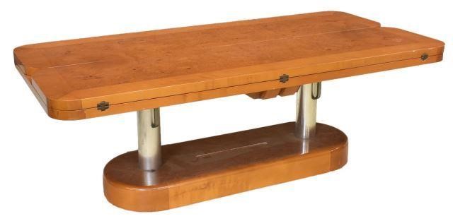 Appraisal: Modernist burlwood coffee table mid to late th c in