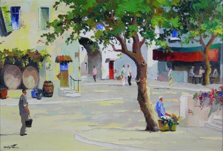 Appraisal: CECIL R DOYLY-JOHN BRITISH - STREET SCENE COTE D'AZUR CANNES