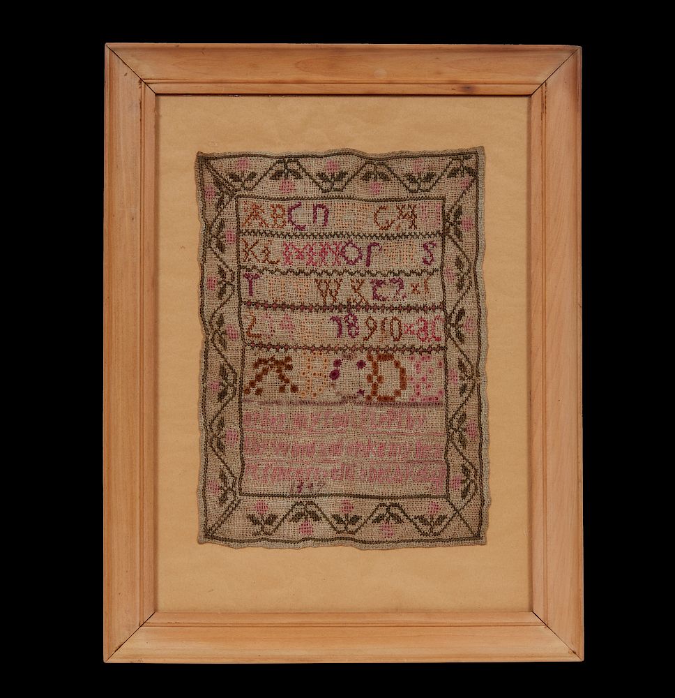 Appraisal: Framed Sampler Framed sampler which appears to be affixed to