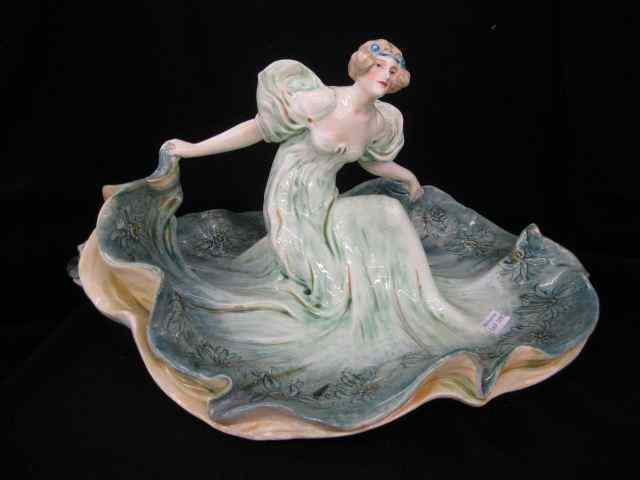 Appraisal: Goldschieder Art Nouveau Pottery Figurine lady with elaborate dress ''