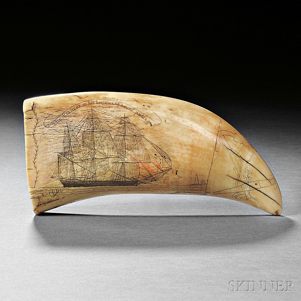 Appraisal: Scrimshaw Whale's Tooth Showing the Frances of New Bedford Frederick