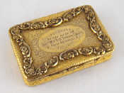 Appraisal: A very heavy silver gilt regimental box with incurved sides