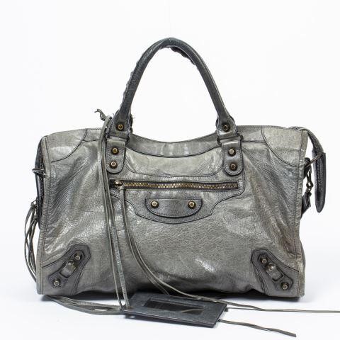 Appraisal: Balenciaga City shoulder bag in Gris Tarmac distressed calf leather