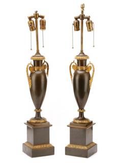 Appraisal: Pair Neoclassical Style Urn Form Table Lamps First half th