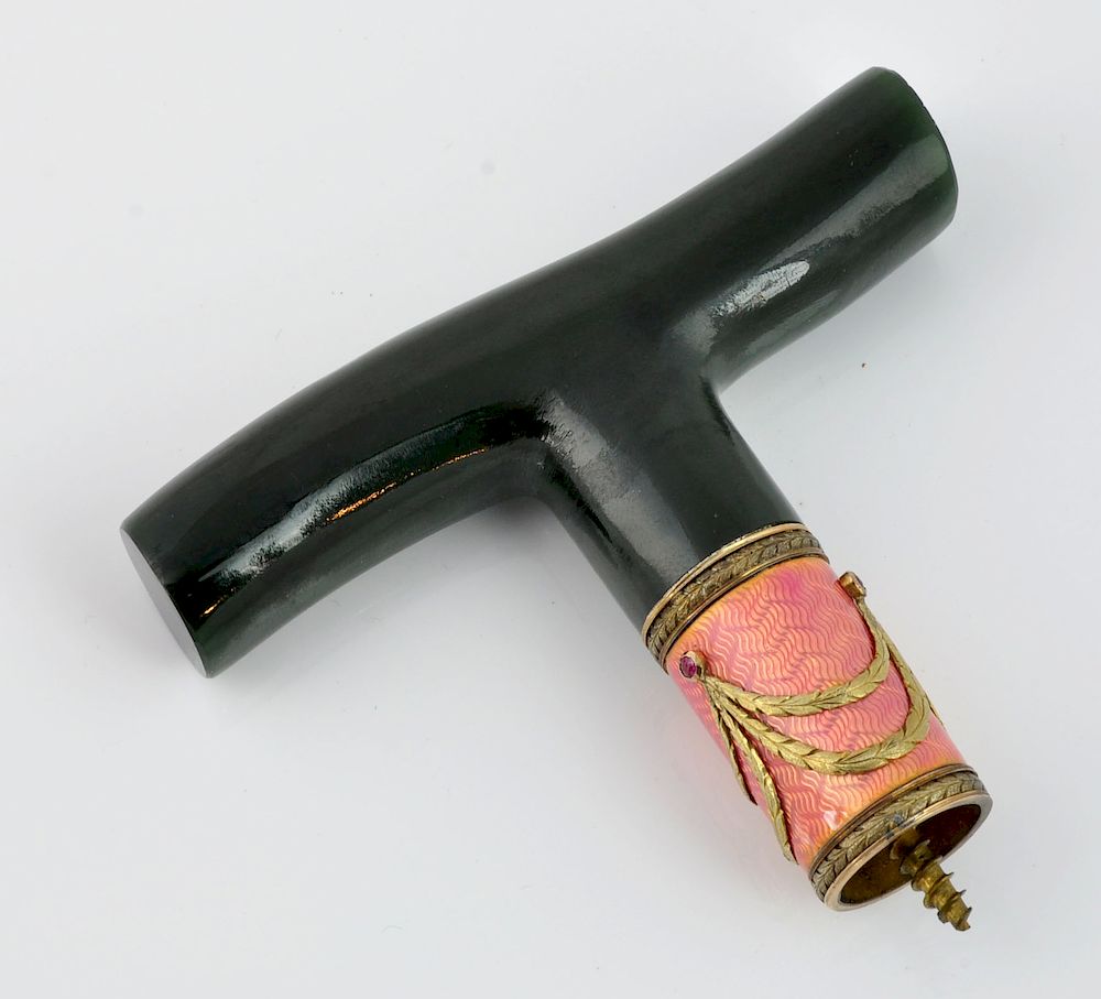 Appraisal: Russian Henrik Wigstrom Hardstone Parasol Handle Marked Henrik Wigstrom a