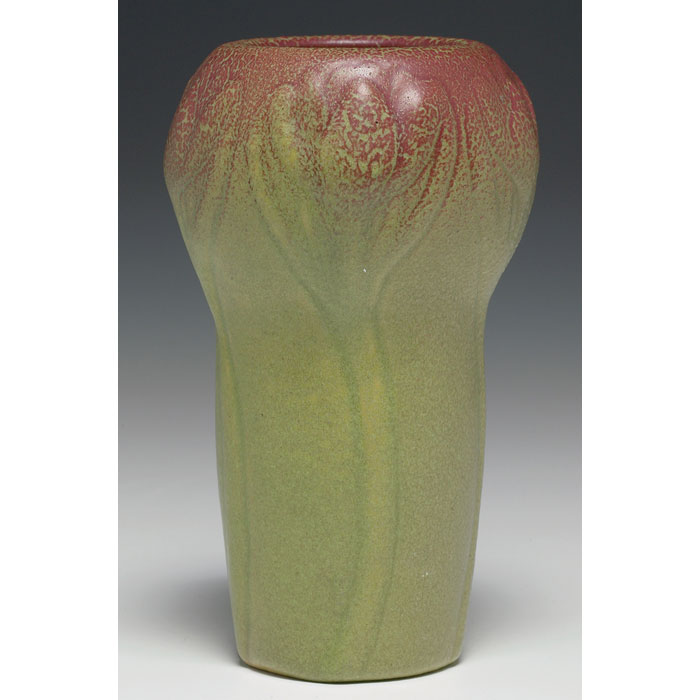 Appraisal: Nice Van Briggle vase c carved floral design under an