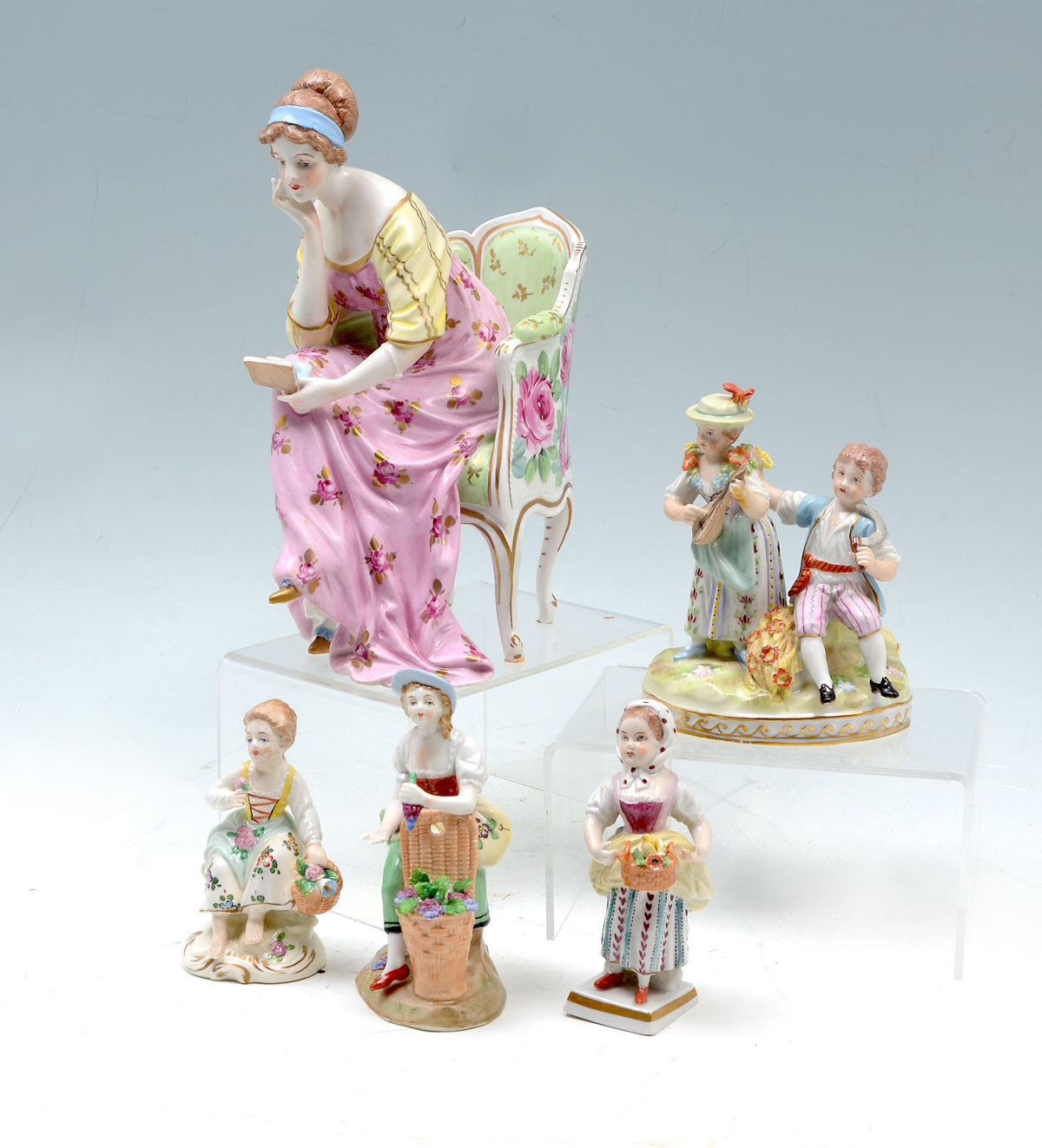 Appraisal: PIECE DRESDEN SITZENDORF PORCELAIN FIGURES Comprising - Large Dresden figure