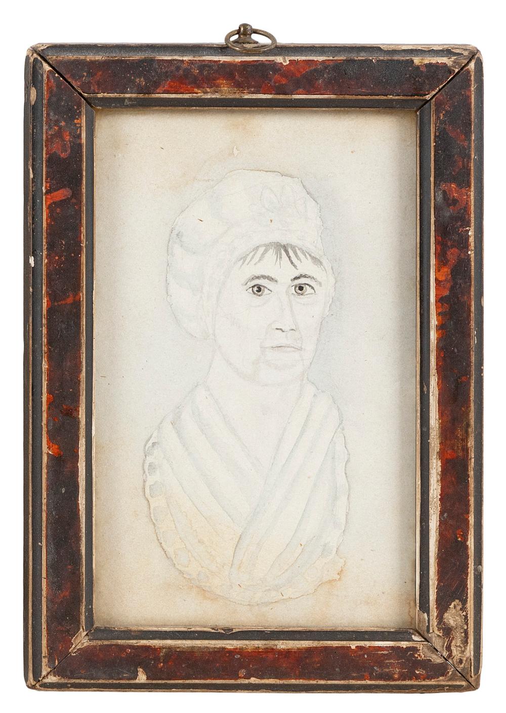 Appraisal: AMERICAN SCHOOL TH CENTURY PORTRAIT OF A WOMAN WATERCOLOR ON