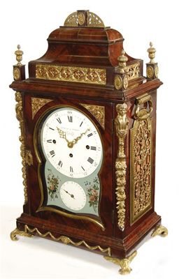 Appraisal: A George III mahogany and ormolu mounted chiming bracket clock