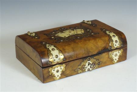 Appraisal: A Victorian Gothic Revival walnut card box with ornate gilt