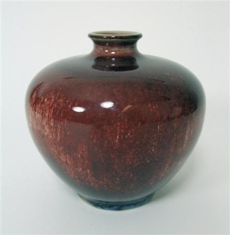 Appraisal: RUSKIN OVOID VASE CIRCA high-fired glazed earthenware impressed marks cm