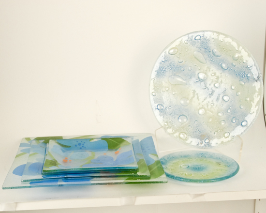 Appraisal: th C Decorative Glass Plates Varying sizes round and square