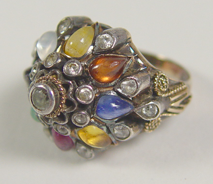 Appraisal: Ladies k Yellow Gold Princess Ring Asian white-blue sapphire moonstone