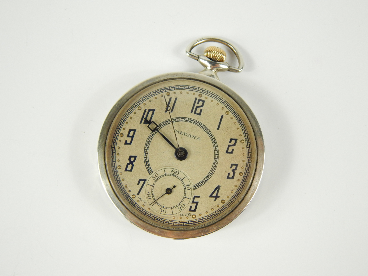 Appraisal: A Medena silver open faced Art Deco pocket watch keyless