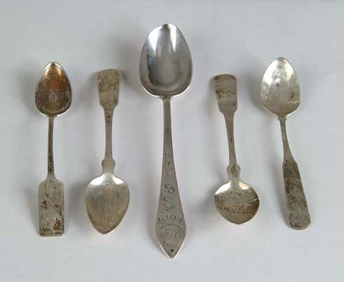 Appraisal: TWELVE COIN SILVER FLATWARE ITEMS Most th and early th