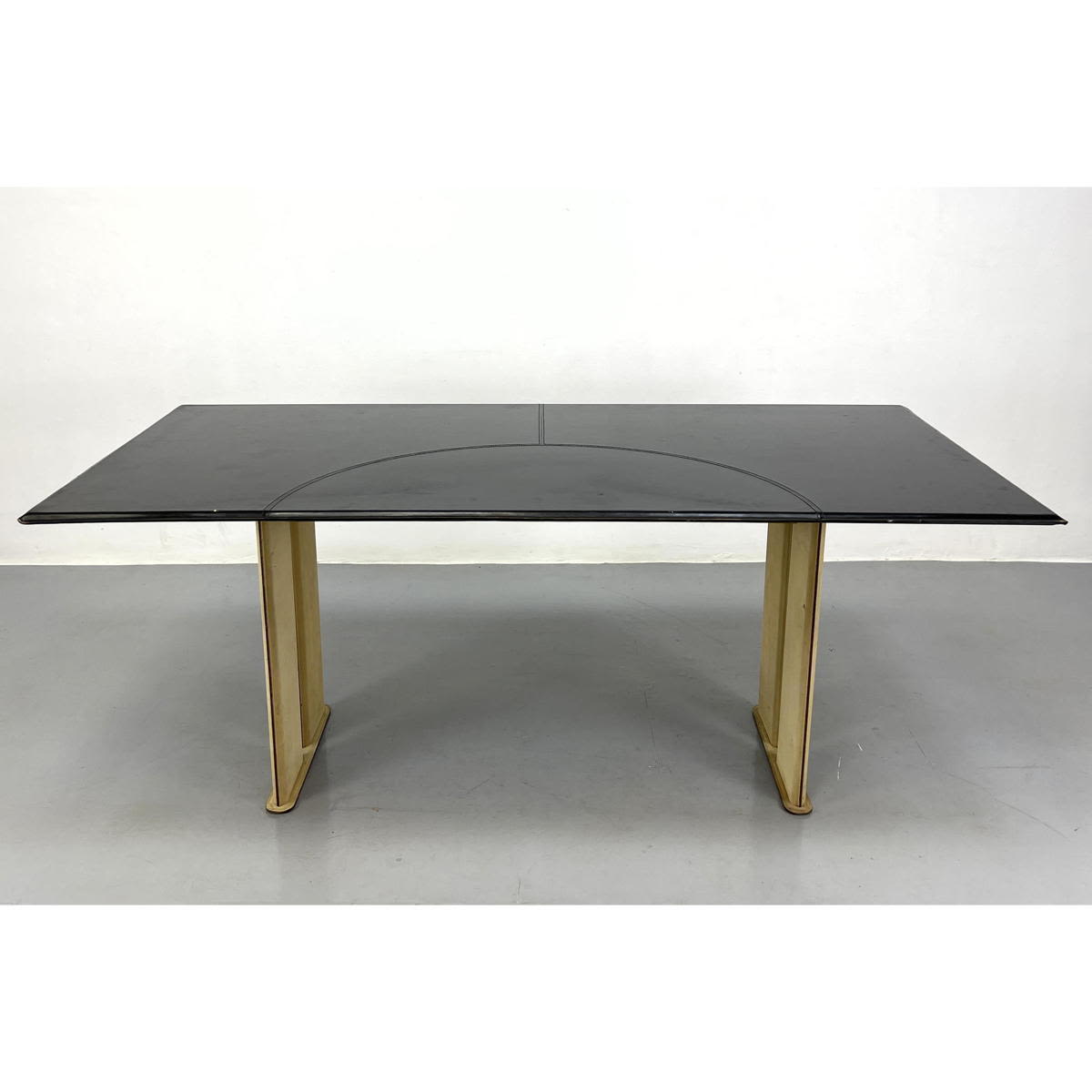 Appraisal: DeCouro Leather Desk Table Two Tone leather Made in Brazil