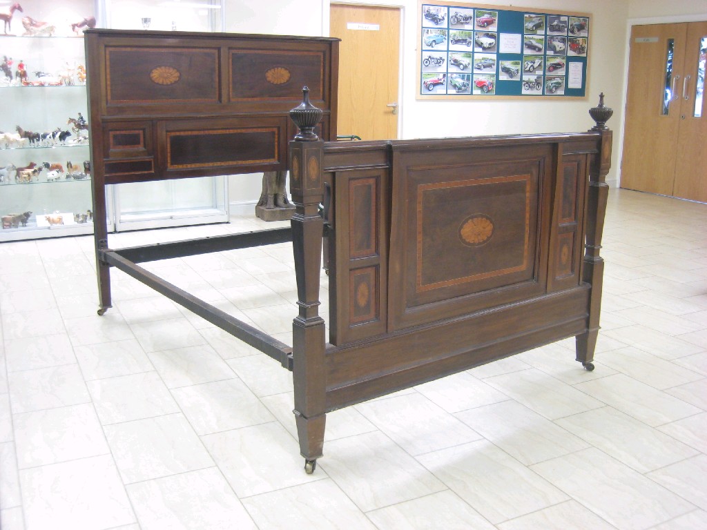 Appraisal: A Waring Gillows mahogany Bed with inlaid decoration square legs