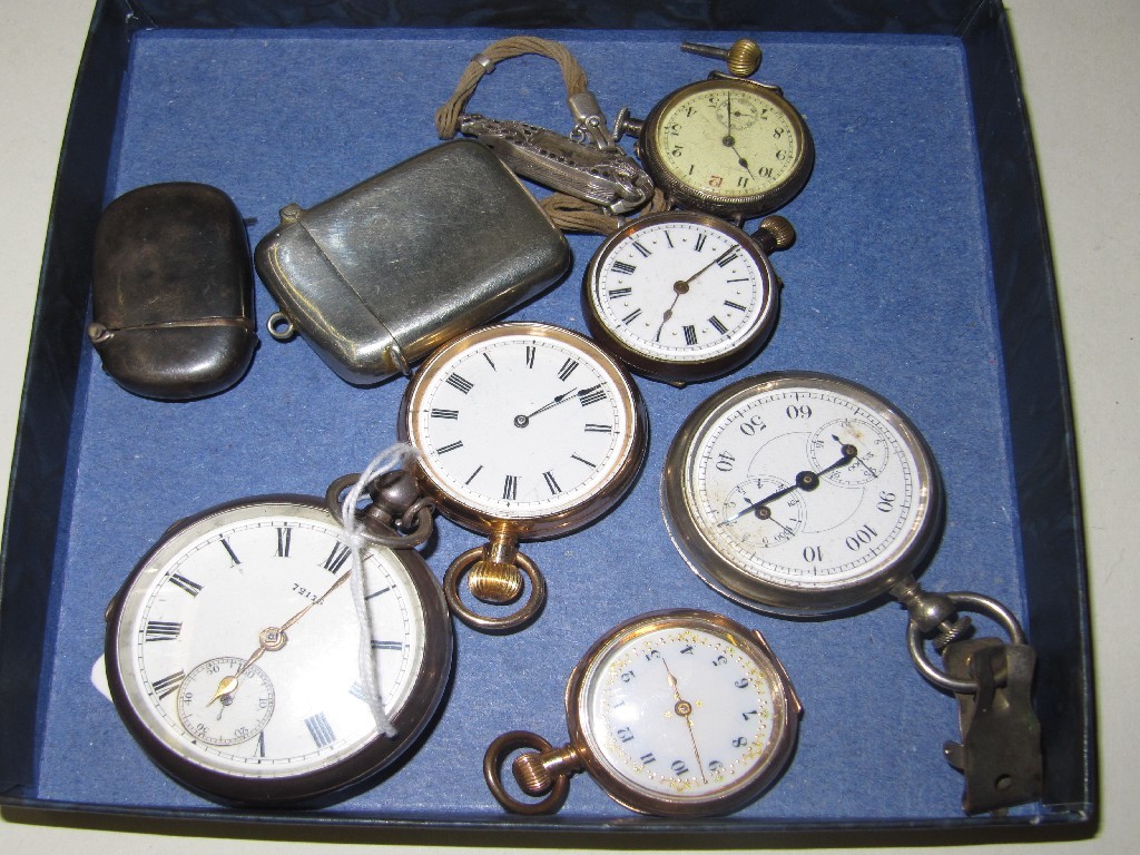 Appraisal: Lot comprising six assorted pocket and fob watches a cocktail