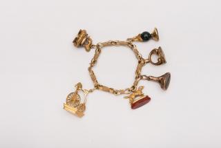 Appraisal: K Yellow Gold Charm Bracelet K YELLOW GOLD CHARM BRACELETsuspending