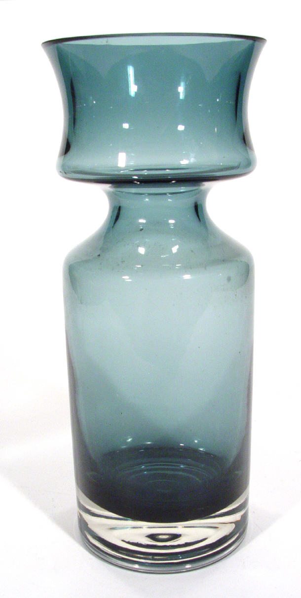 Appraisal: Unmarked Riihimaen blue cylindrical Art Glass vase cm high