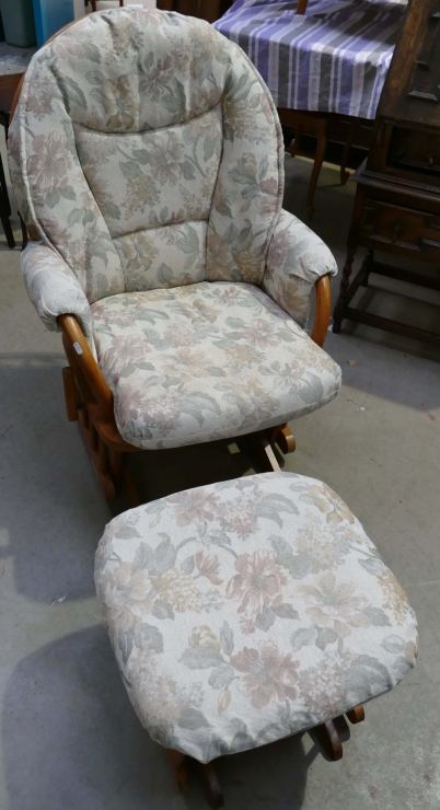 Appraisal: Dutailier nursing rocking chair and rocking footstool