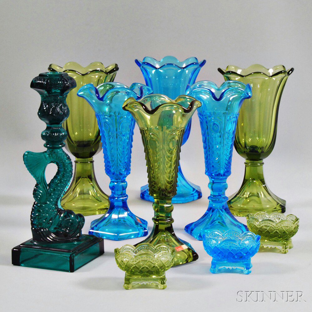 Appraisal: Ten Reproduction Pressed Glass Objects th century made for the