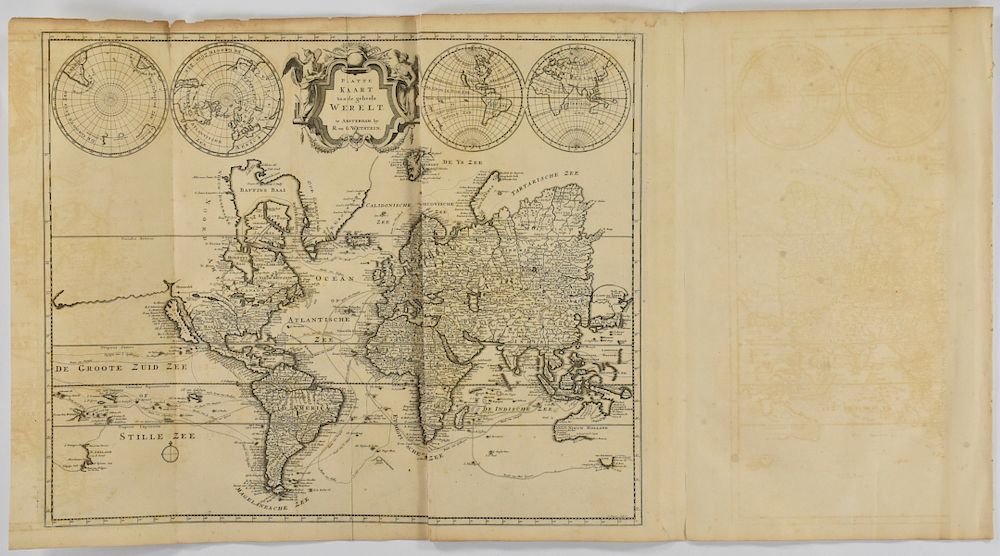 Appraisal: Wetstein Map of the World ca R J Wetstein Platte