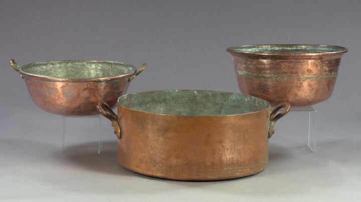 Appraisal: Monumental Cylidnrical Two-Handled Copper Cooking Pot h dia -