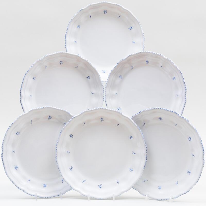 Appraisal: Set of Eleven French Blue Decorated Faience Plates Blue painted