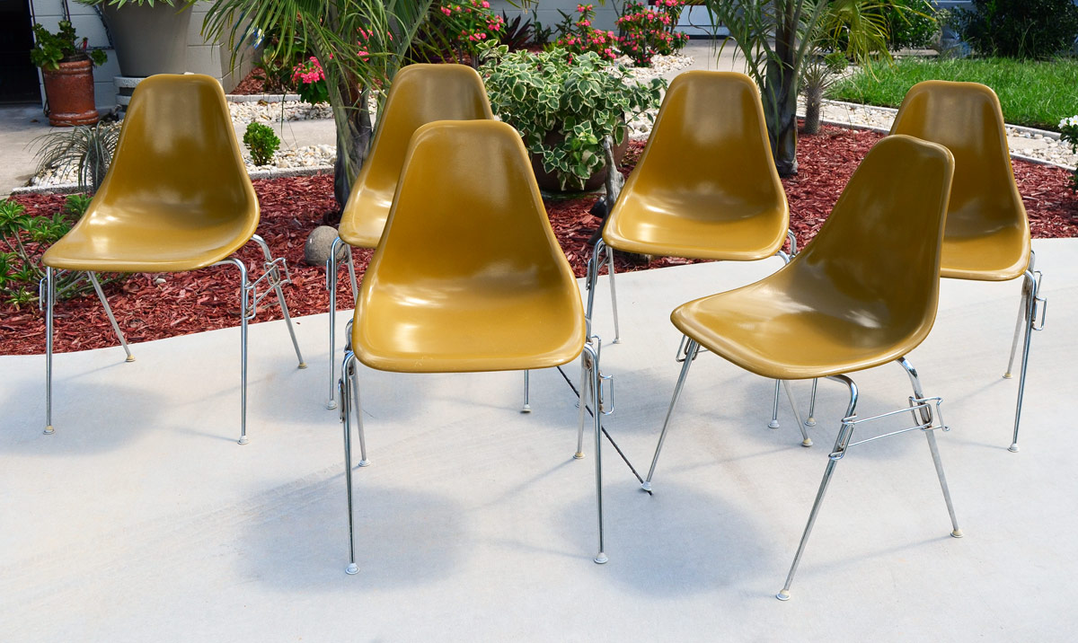 Appraisal: SET OF BURKE FIBERGLASS CHAIRS Fiberglass shell with chrome legs