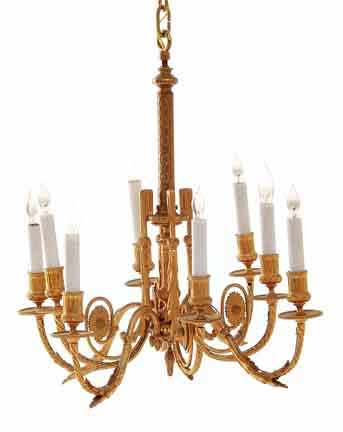 Appraisal: Louis XVI style bronze-dore eight-light chandelier late th early th