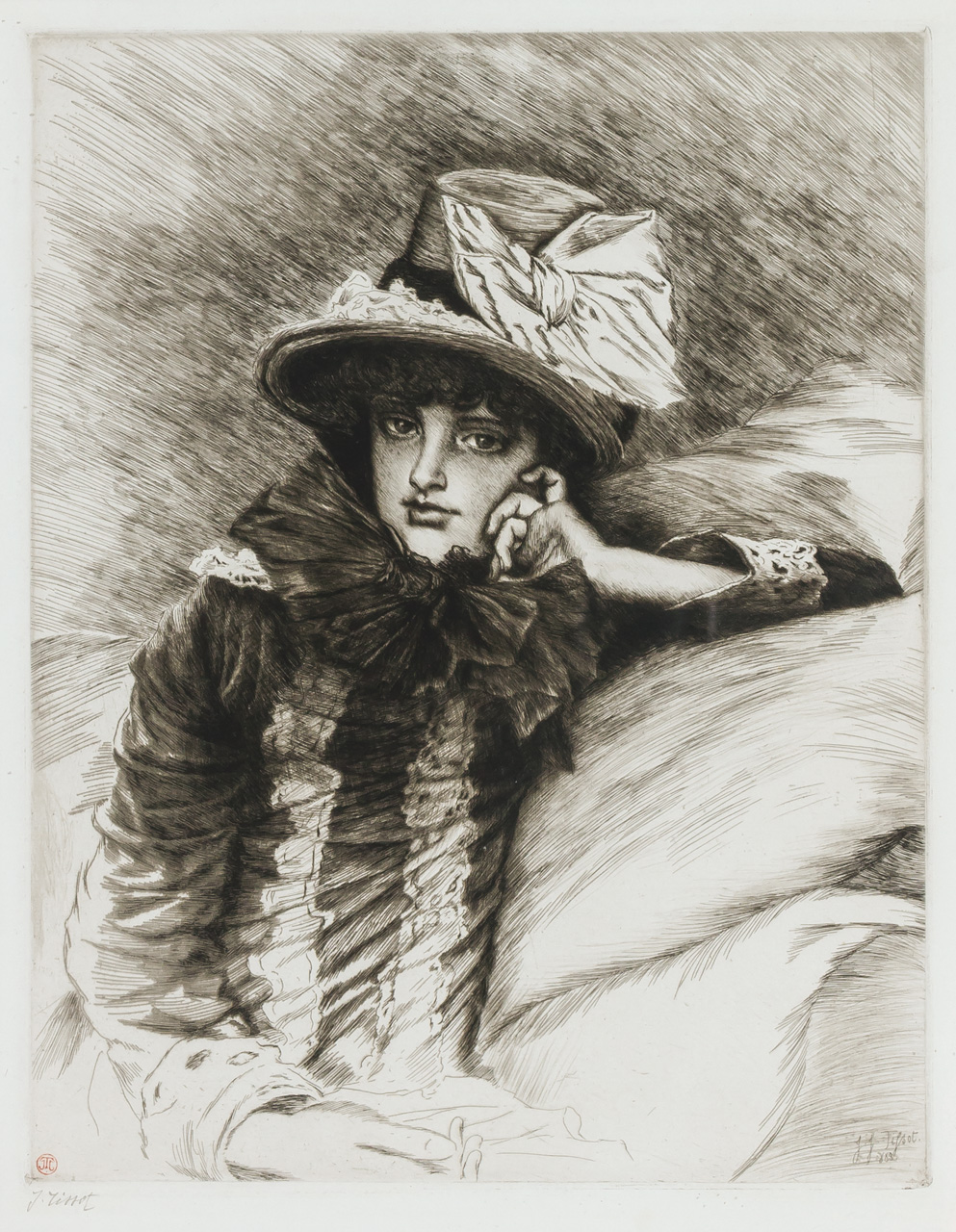 Appraisal: JAMES JACQUES JOSEPH TISSOT French - Berthe etching and drypoint