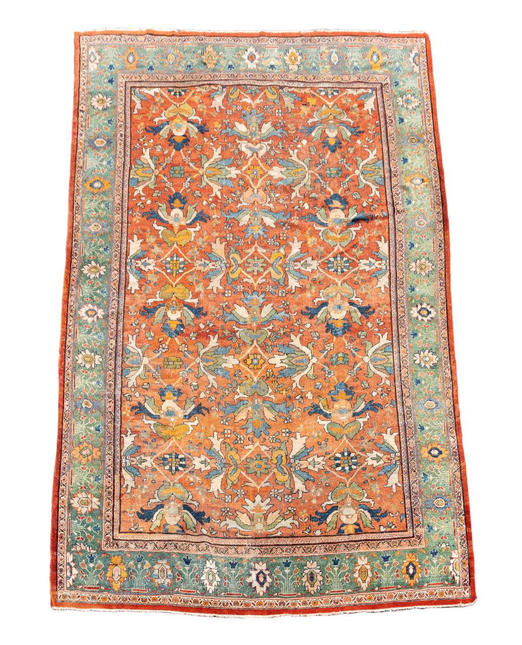 Appraisal: ANTIQUE HAND KNOTTED SULTANABAD CARPET CA Antique hand knotted Sultanabad