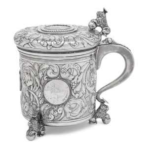 Appraisal: A Scandinavian Style Continental Silver Tankard Late th Century inset