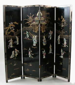 Appraisal: Another Coromandel Folding Screen A th century coromandel three panel