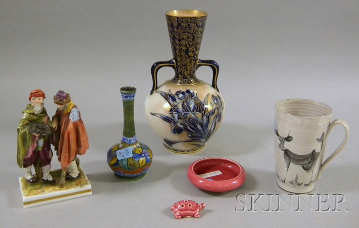 Appraisal: Six Pieces of Assorted Decorated Ceramics a Doulton Burslem gilt