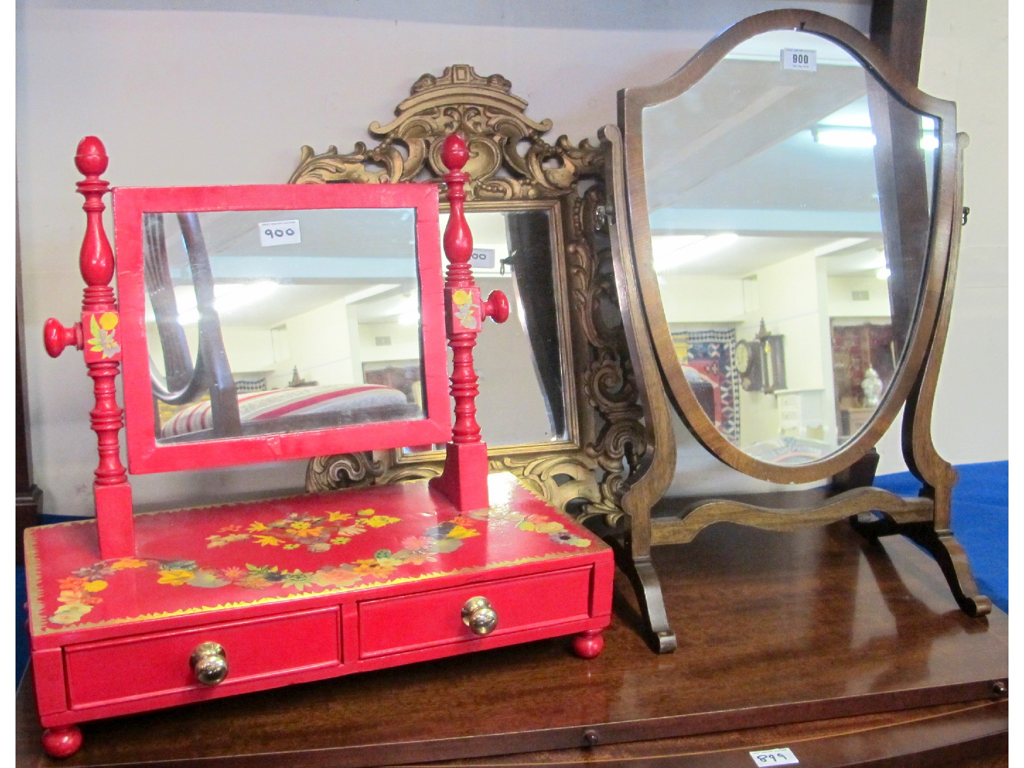 Appraisal: A painted toilet mirror gilt mirror and a mahogany toilet