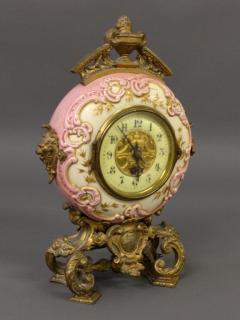 Appraisal: French Porcelain and Spelter Mantle Clock French porcelain and spelter