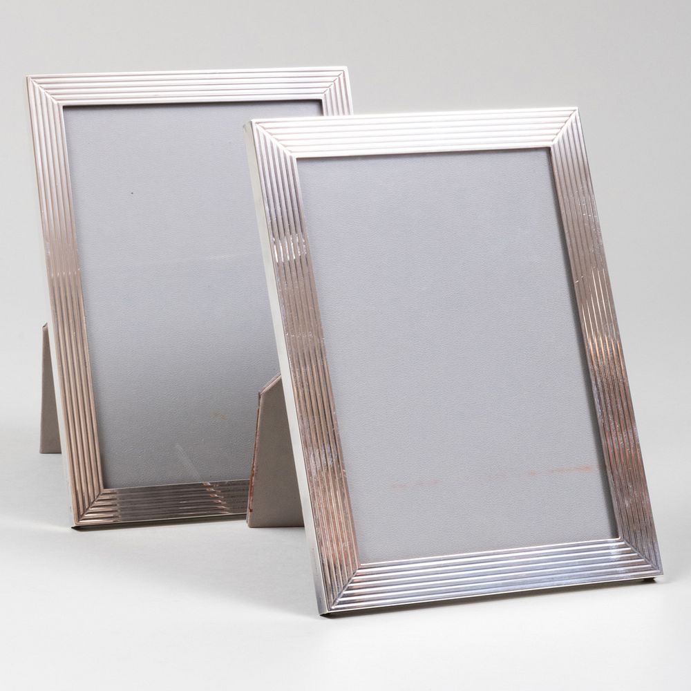 Appraisal: Pair of Puiforcat Silver Plate Picture Frames Marked x in