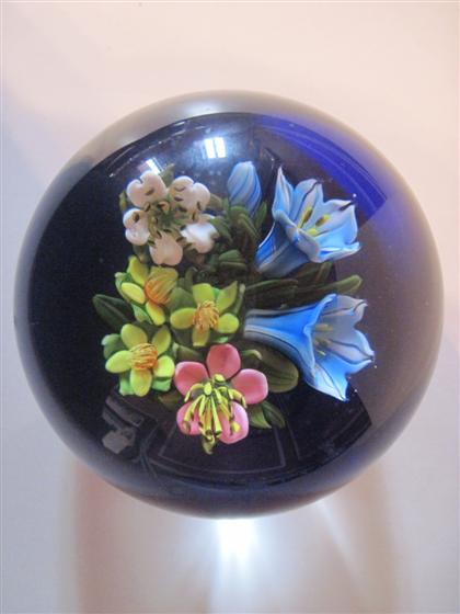 Appraisal: Ken Rosenfeld rose bouquet paperweight With various flowers encased in